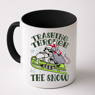 Funny Trashing Through The Snow Sleding Raccoon And Opossum Mug