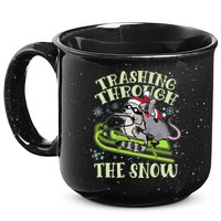Funny Trashing Through The Snow Sleding Raccoon And Opossum 15oz Campfire Ceramic Mug