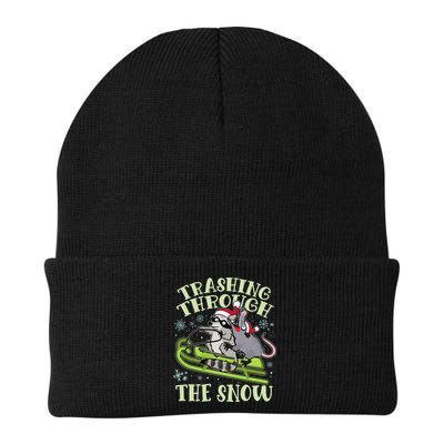 Funny Trashing Through The Snow Sleding Raccoon And Opossum Beanie