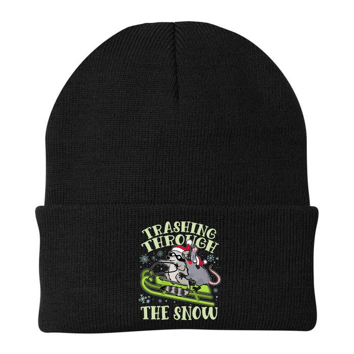 Funny Trashing Through The Snow Sleding Raccoon And Opossum Beanie