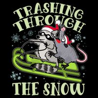Funny Trashing Through The Snow Sleding Raccoon And Opossum Drawstring Bag