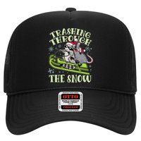 Funny Trashing Through The Snow Sleding Raccoon And Opossum Trucker Hat
