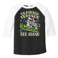 Funny Trashing Through The Snow Sleding Raccoon And Opossum Toddler Fine Jersey T-Shirt