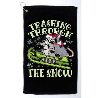 Funny Trashing Through The Snow Sleding Raccoon And Opossum Golf Towel