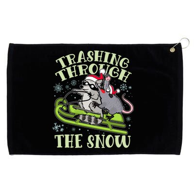 Funny Trashing Through The Snow Sleding Raccoon And Opossum Grommeted Golf Towel