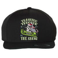 Funny Trashing Through The Snow Sleding Raccoon And Opossum Wool Snapback Cap