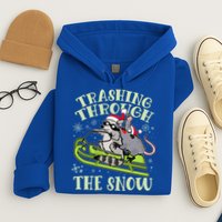 Funny Trashing Through The Snow Sleding Raccoon And Opossum Hoodie