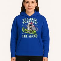 Funny Trashing Through The Snow Sleding Raccoon And Opossum Hoodie