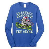 Funny Trashing Through The Snow Sleding Raccoon And Opossum Long Sleeve Shirt