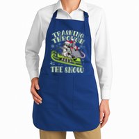 Funny Trashing Through The Snow Sleding Raccoon And Opossum Apron