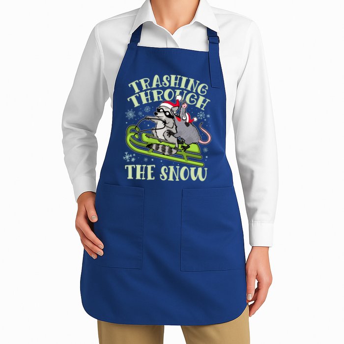 Funny Trashing Through The Snow Sleding Raccoon And Opossum Apron
