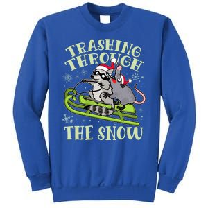 Funny Trashing Through The Snow Sleding Raccoon And Opossum Sweatshirt