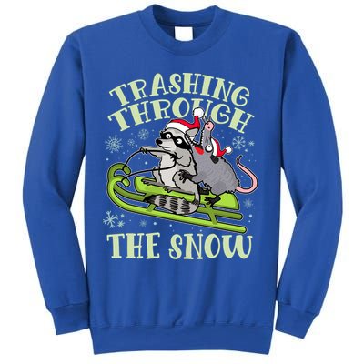 Funny Trashing Through The Snow Sleding Raccoon And Opossum Sweatshirt