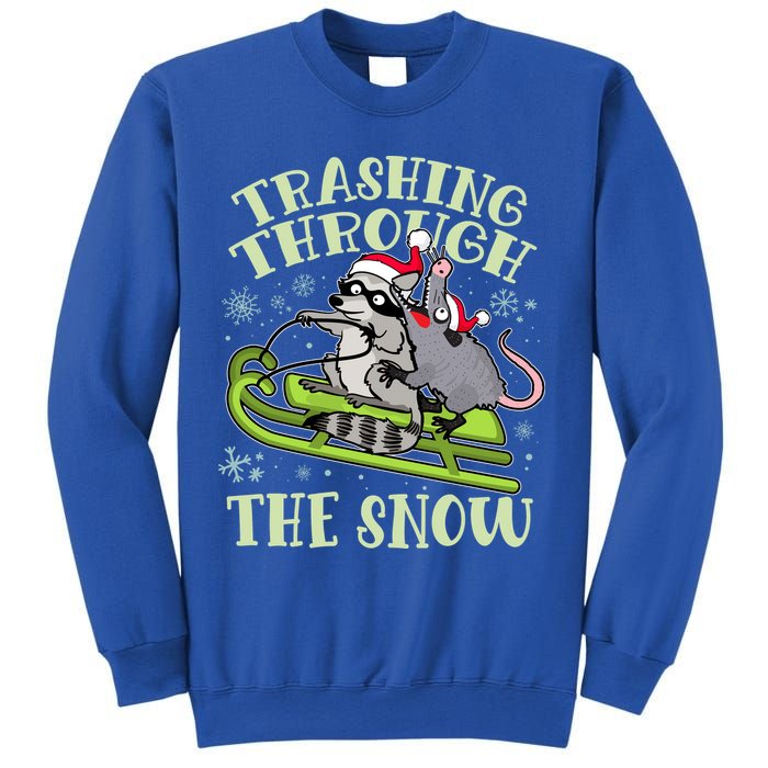 Funny Trashing Through The Snow Sleding Raccoon And Opossum Sweatshirt