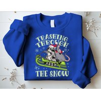 Funny Trashing Through The Snow Sleding Raccoon And Opossum Sweatshirt
