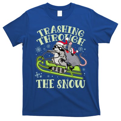 Funny Trashing Through The Snow Sleding Raccoon And Opossum T-Shirt