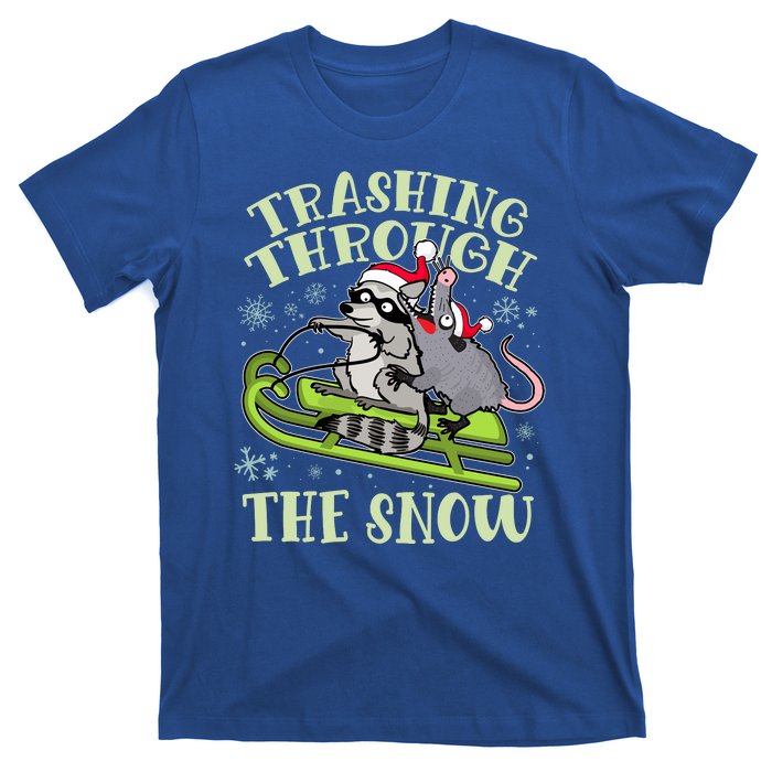 Funny Trashing Through The Snow Sleding Raccoon And Opossum T-Shirt