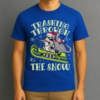 Funny Trashing Through The Snow Sleding Raccoon And Opossum T-Shirt