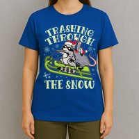 Funny Trashing Through The Snow Sleding Raccoon And Opossum T-Shirt