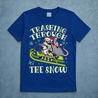 Funny Trashing Through The Snow Sleding Raccoon And Opossum T-Shirt