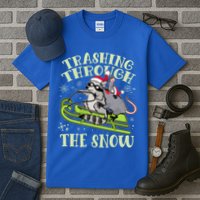 Funny Trashing Through The Snow Sleding Raccoon And Opossum Tall T-Shirt