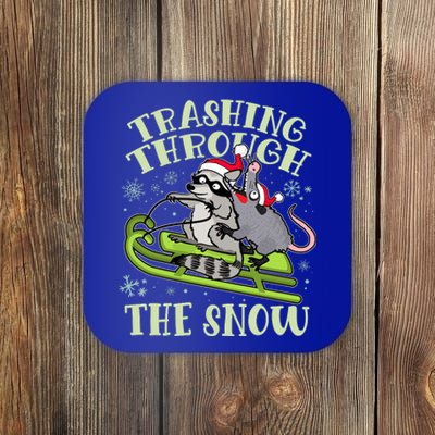 Funny Trashing Through The Snow Sleding Raccoon And Opossum Coaster