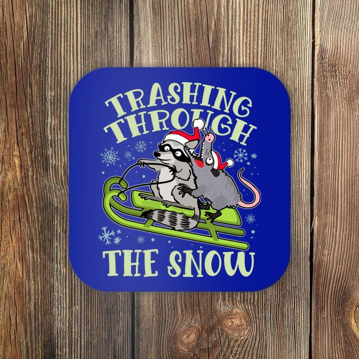 Funny Trashing Through The Snow Sleding Raccoon And Opossum Coaster