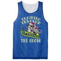 Funny Trashing Through The Snow Sleding Raccoon And Opossum Mesh Reversible Basketball Jersey Tank