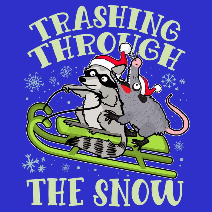 Funny Trashing Through The Snow Sleding Raccoon And Opossum Magnet