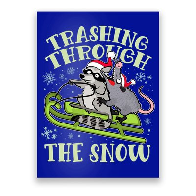 Funny Trashing Through The Snow Sleding Raccoon And Opossum Poster