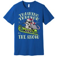 Funny Trashing Through The Snow Sleding Raccoon And Opossum Premium T-Shirt