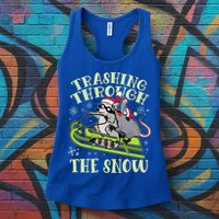 Funny Trashing Through The Snow Sleding Raccoon And Opossum Womens Tank Top