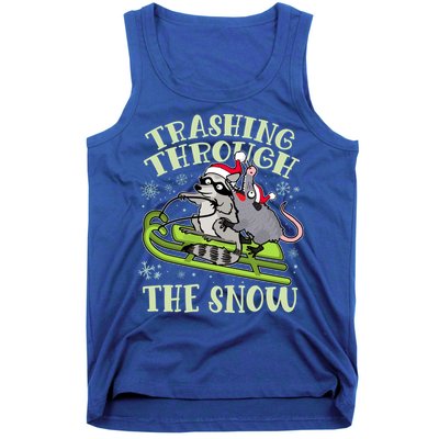 Funny Trashing Through The Snow Sleding Raccoon And Opossum Tank Top