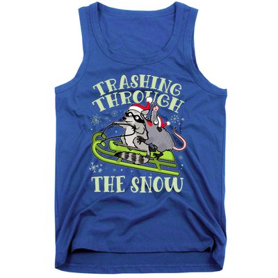 Funny Trashing Through The Snow Sleding Raccoon And Opossum Tank Top