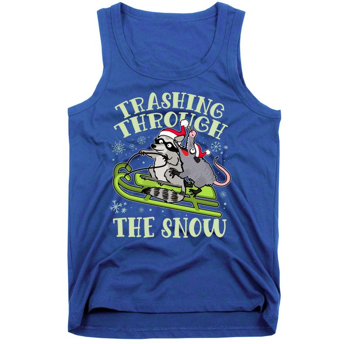 Funny Trashing Through The Snow Sleding Raccoon And Opossum Tank Top