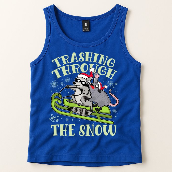 Funny Trashing Through The Snow Sleding Raccoon And Opossum Tank Top