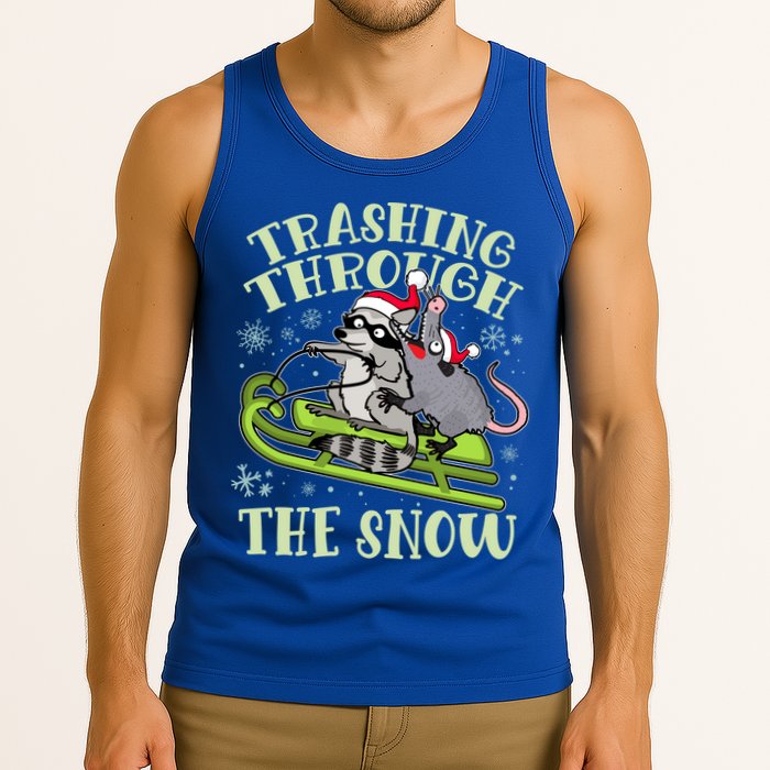 Funny Trashing Through The Snow Sleding Raccoon And Opossum Tank Top