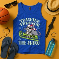 Funny Trashing Through The Snow Sleding Raccoon And Opossum Tank Top