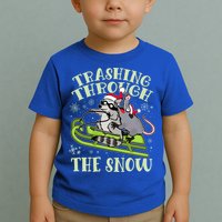Funny Trashing Through The Snow Sleding Raccoon And Opossum Toddler T-Shirt