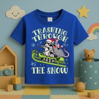 Funny Trashing Through The Snow Sleding Raccoon And Opossum Toddler T-Shirt
