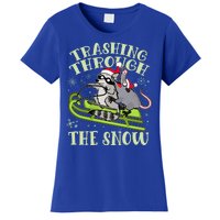 Funny Trashing Through The Snow Sleding Raccoon And Opossum Women's T-Shirt