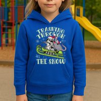 Funny Trashing Through The Snow Sleding Raccoon And Opossum Kids Hoodie