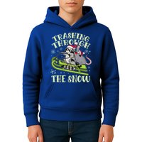 Funny Trashing Through The Snow Sleding Raccoon And Opossum Kids Hoodie