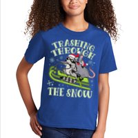 Funny Trashing Through The Snow Sleding Raccoon And Opossum Kids T-Shirt