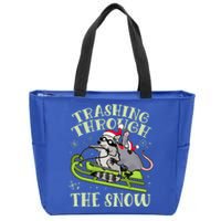 Funny Trashing Through The Snow Sleding Raccoon And Opossum Zip Tote Bag