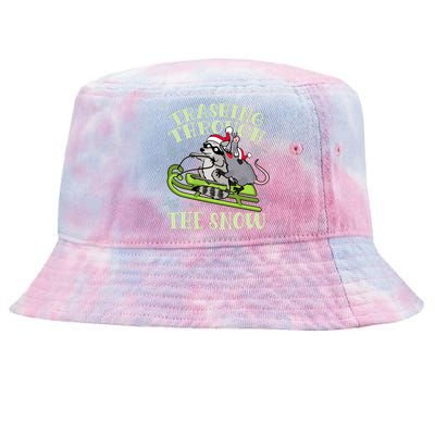 Funny Trashing Through The Snow Sleding Raccoon And Opossum Tie-Dyed Bucket Hat