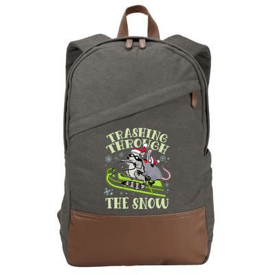 Funny Trashing Through The Snow Sleding Raccoon And Opossum Cotton Canvas Backpack