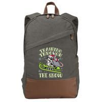 Funny Trashing Through The Snow Sleding Raccoon And Opossum Cotton Canvas Backpack