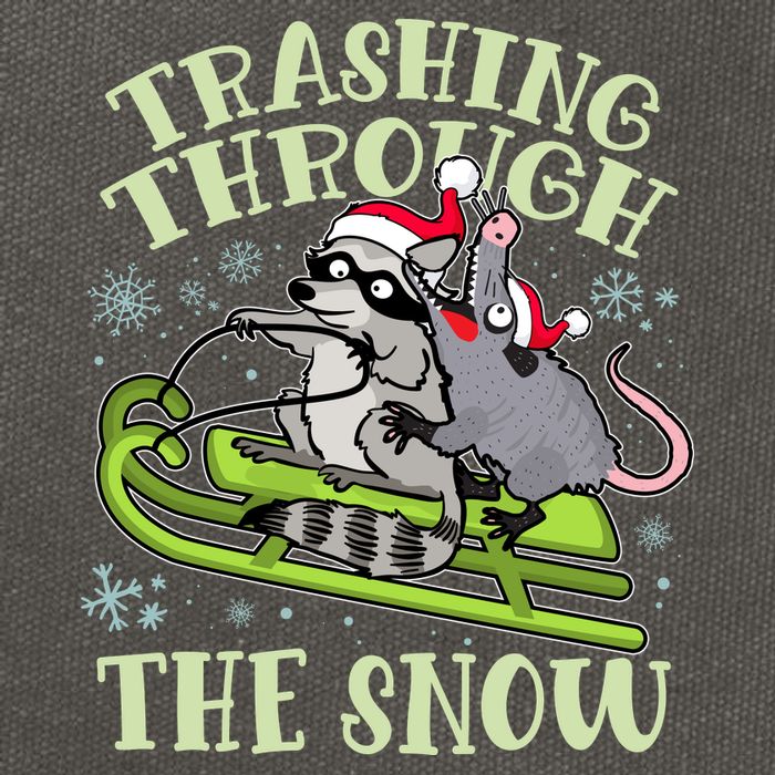 Funny Trashing Through The Snow Sleding Raccoon And Opossum Cotton Canvas Backpack