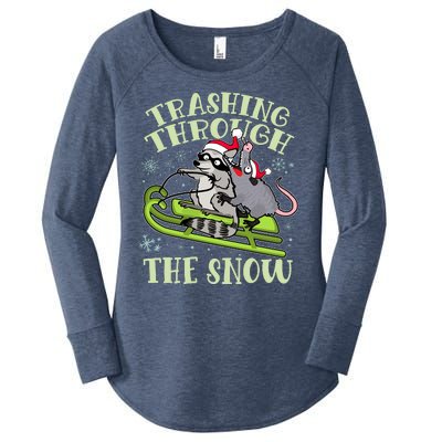 Funny Trashing Through The Snow Sleding Raccoon And Opossum Women's Perfect Tri Tunic Long Sleeve Shirt